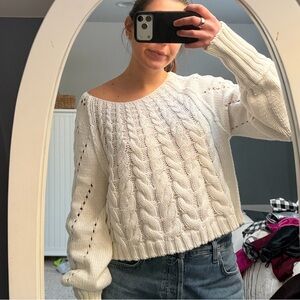 Free People Cream Cable Knit Sweater